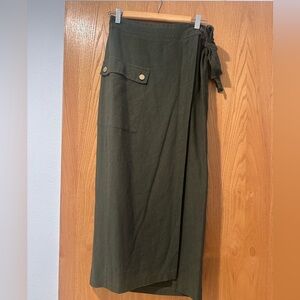 Zara Green Maxi Wrap Skirt